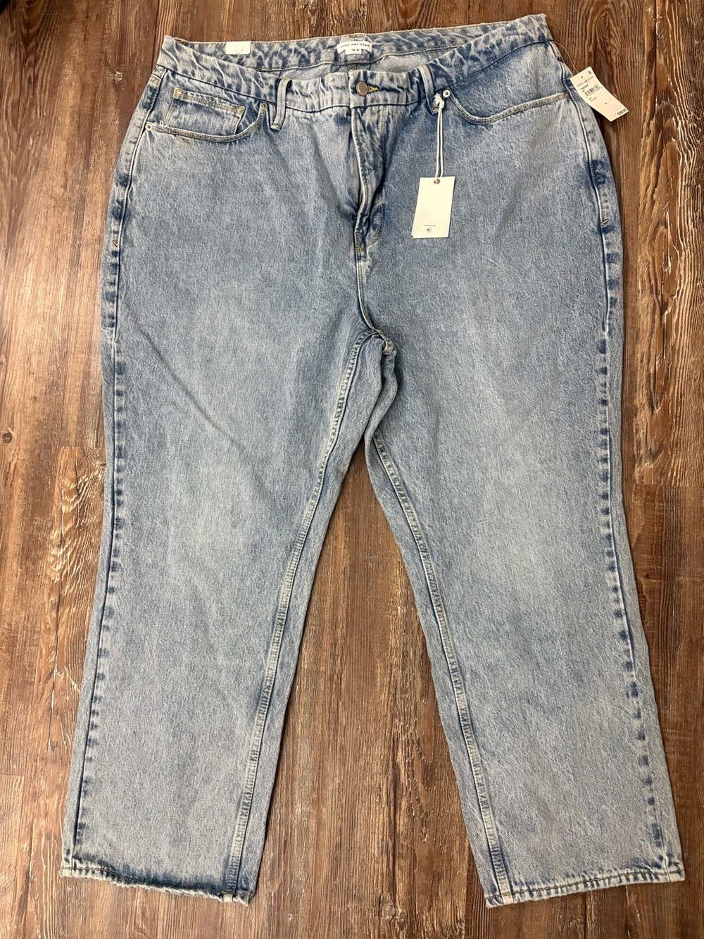 NWT Good American Heritage Straight Denim Blue Jeans 18 Casual Preppy GNDU999T